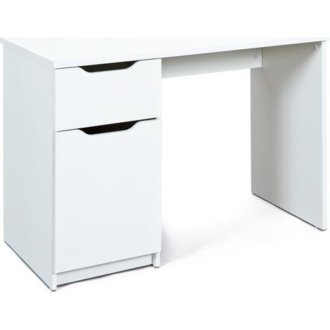 Bureau avec tiroir et porte latérale couleur blanche 115 x 76 x 55 cm 1T1S (1/5)