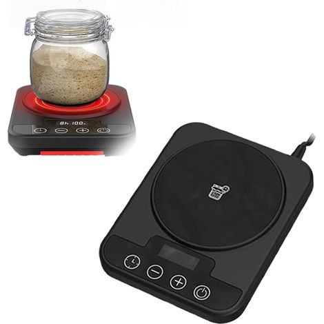 Intelligentes Sauerteig-Gärbrett mit Thermostat, präziser Temperaturregelung (21–38 °C), 12-Stunden-Timer, LED-Touchdisplay, Wärmefunktion, Schwarz (1/5)