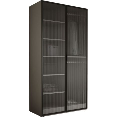 Armoire : Gris Platine / Verre Rainuré, 100 x 200 x 51 cm (1/5)
