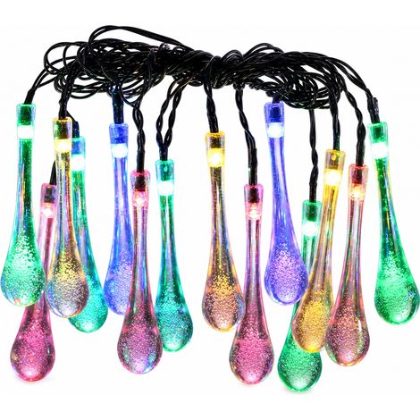 Guirlande Lumineuse LED USB à Pendentifs Gouttes Cristal Multicolores, 80 LED, Décoration Extérieure (1/5)