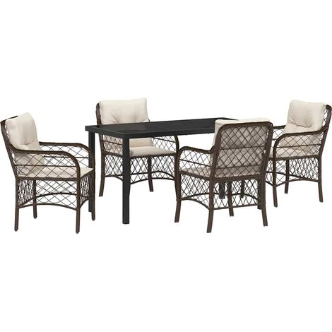 Maison Exclusive - Conjunto de Comedor de Jardín 5 uds. Marrón ra (1/5)