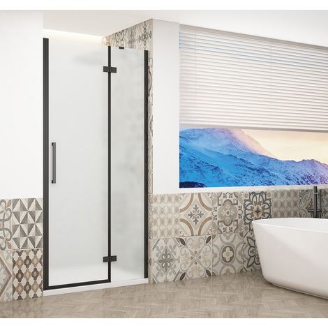 Porte de douche TRINITY BLACK 1100 mm, verre mat, droite (1/4)