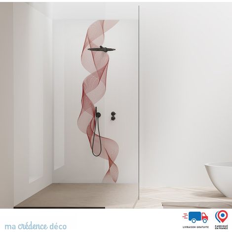Panneau de douche : Vague dorée 4 - Couleur Rouge carmin - Alu composite - 120 - 245 (1/2)