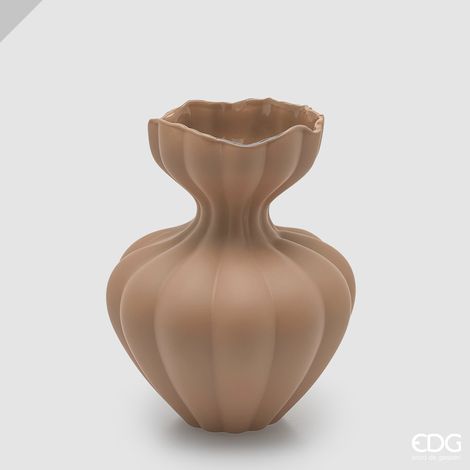 EDG Enzo De Gasperi Vaso Flow Sinuoso H25 cm Marrone Chiaro in Vetro – Vaso Decorativo (1/3)