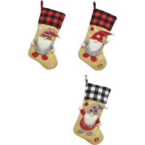 Calcetín Navideño - Enanito 3D - Para Chimenea - Decoración Navideña - 2 Unidades (1/5)