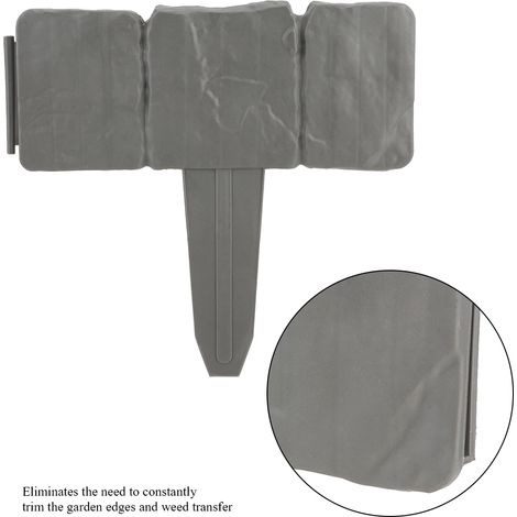 Borde de jardín Décora: Borde para césped fabricado en plástico PP con 10 elementos plegables, color gris, montaje rápido. (1/5)