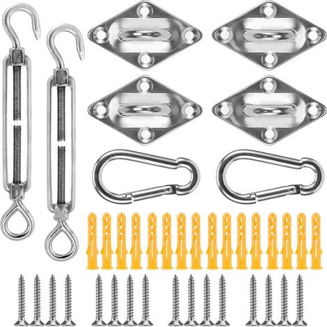 Accesorios para toldos triangulares, accesorios para redes de sombra, accesorios para velas de sombra de cuatro esquinas, accesorios de acero inoxidable 304, hebillas de diamante, tensores (1/5)