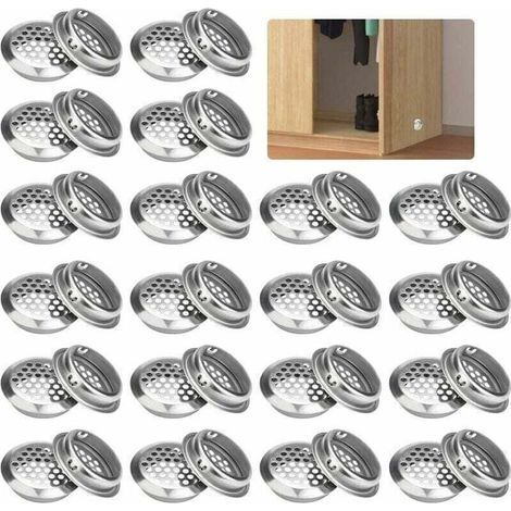 30 Pcs Grille D'aération Ronde 35mm Grille D'échappement Ventilation Grille D'aération En Acier Inoxydable Grille D'aération Ronde Trou De Ventilation Pour Meubles Cuisine Placard Placard,de (1/4)