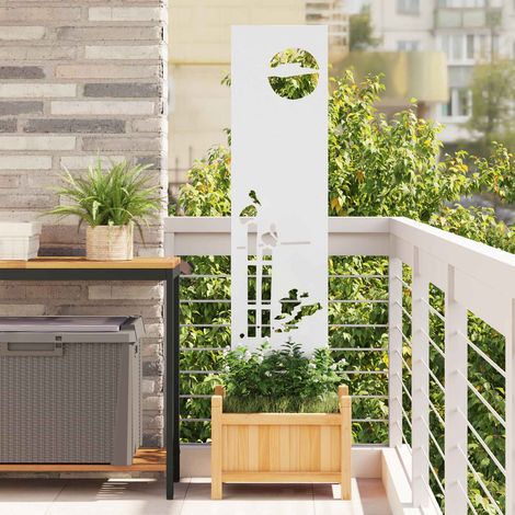 vidaXL  Garden Privacy Screen  White 32 x 140 cm Cold-rolled steel