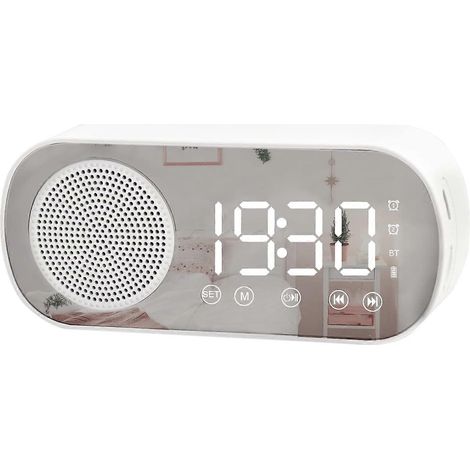 Réveil numérique, horloge électronique à miroir LED avec radio FM intégrée (1/5)