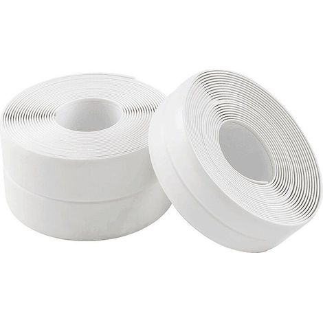 3 pièces de ruban adhésif imperméable et anti-moisissure pour cuisine et salle de bain, bande d'étanchéité pour coutures de cuisine, autocollant de ligne d'angle étanche(Blanc, 3.2m×2.2cm) (1/5)