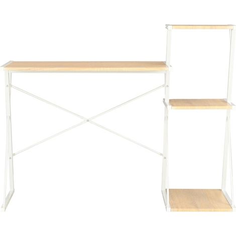 Maison Exclusive - Schreibtisch mit Regal Weiß und Eiche 116×50×9
