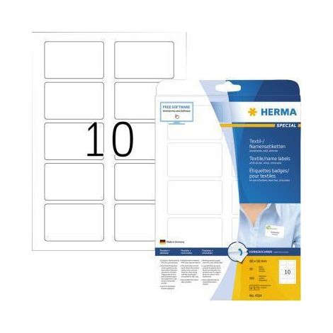 Herma 4514 Etiquette badges 80 x 50 mm acétate de cellulose blanc 200 pc(s) décollable imprimante laser, photocopieuse, (1/5)