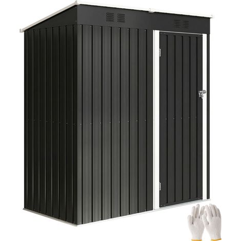 Metall-Gartenschuppen zum Anlehnnabeln mit 2 Lüftungsgittern, UV-beständigem Schrägdach, anthrazitgrau, 163x90x179cm, langlebige Aufbewahrungsmöglichkeit im Freien.