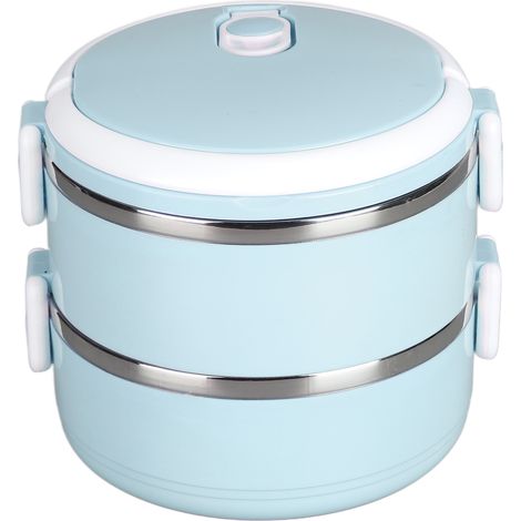 Doppelwandige, runde, isolierte Lunchbox aus Edelstahl 304, luftdichter Behälter für Bento-Boxen, Nudeln, hält Lebensmittel frisch (dickes Modell, Nordic Blue) (1/5)