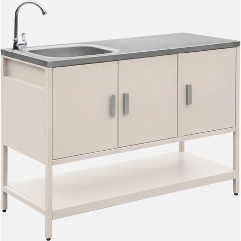 Módulo cocina exterior de acero con lavabo, 120cm (1/5)