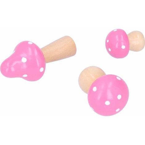 3 Pièces Décorations de Bureau Champignons Mignons en Bois pour Maison et Bureau - Rose