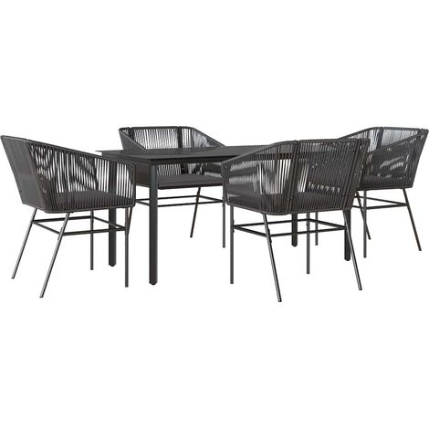 Maison Exclusive - 5-tlg. Garten-Essgruppe mit Kissen Schwarz Pol