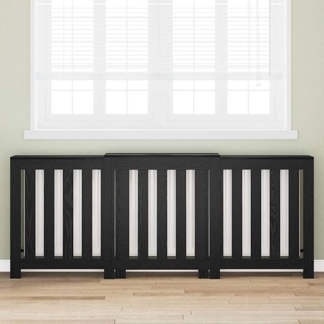vidaXL Radiator Cover Black Oak 205 x 21.5 x 83.5 cm Engineered Wood