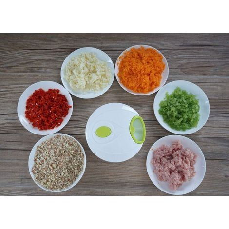 Manueller Zerkleinerer für Gemüse, Obst, Nüsse, Zwiebeln, Handzerkleinerer, Mixer, Küchenmaschine (2 Tassen) (1/4)