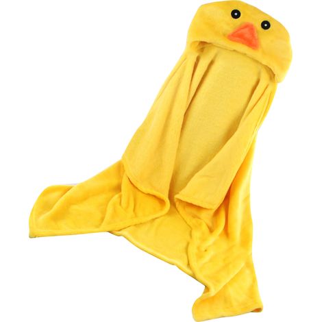 Couverture à capuche pour enfants, douce et confortable, en velours corail, motif animal, pour bébés et enfants, motif poulet jaune (1/5)