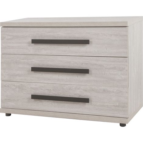 MARJORIE - Commode 3 Tiroirs Effet Bois Grisé (1/4)