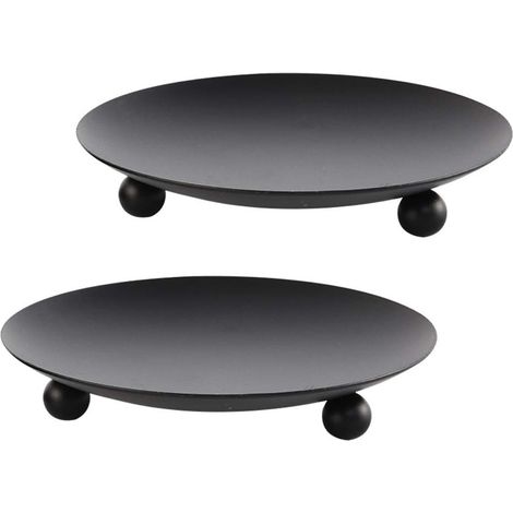 Support À Bougie - En Fer Noir Mat - Pour Bougies Épaisses - Design Tablettes - Stable À 3 Pieds - 1 Pièce (1/5)