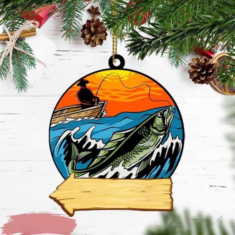 Ornement De Pêche - Poisson En Forme De Bar - Pour Arbre De Noël - Décoration Nautique Rustique - 1 Pièce (1/5)