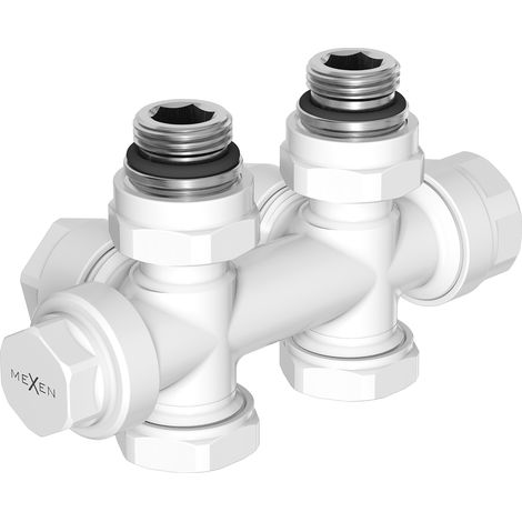 Mexen Uni-Term valvola del radiatore angolare/dritta, Duplex, DN50, bianco - W908-000-20 (1/4)