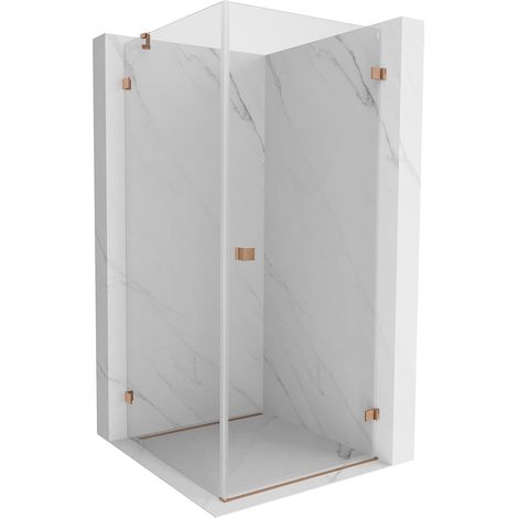Mexen Lunar-B cabina de ducha abatible derecha 90 x 90 cm, transparente, cobre cepillado - 832-090-090-65-00-P (1/5)