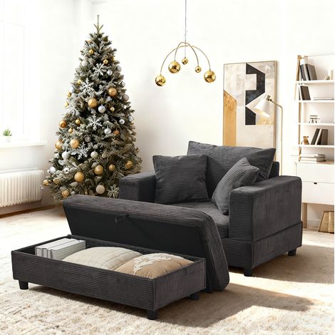 Sofá chaise longue con almacenaje gris OKMYHOME (1/5)