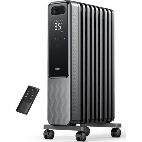 Radiateur à bain d'huile 2000W, 9 éléments Mobile Chauffage électrique avec Thermostat, 4 Modes, Protection anti-basculement et anti surchauffe, Chauffage d'Appoint Portable, Minuterie 1-24 h (1/5)