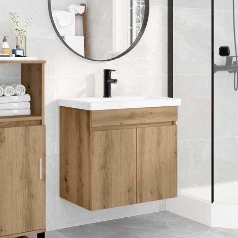 vidaXL Bathroom Vanity Unit with Tap Artisan Oak 61 x 40 x 74.5 cm