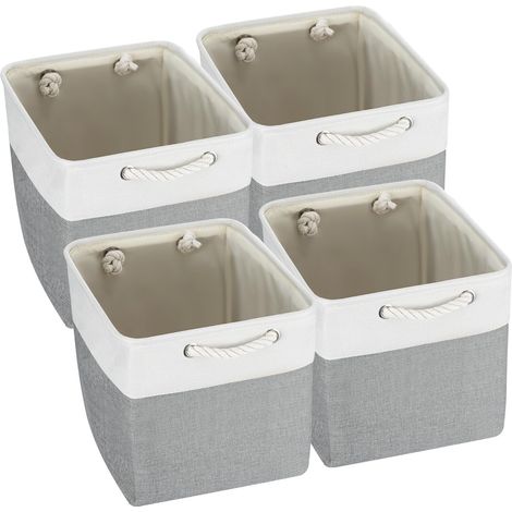 Trintion Foldable Storage Box Shelf Baskets with Handles Fabric Storage Baskets for Shelves Wardrobes and Closets Durable and Lightweight Home Organizer (Grey 33x33x38cm, 4) (1/3)