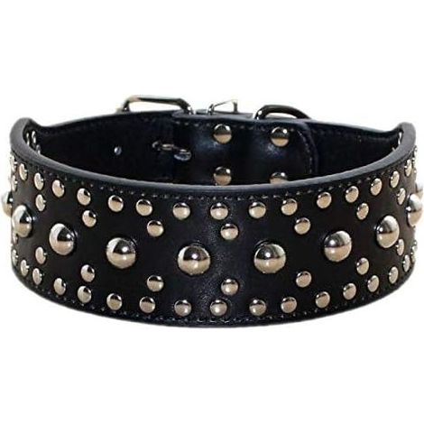 Collier de chien en cuir PU clouté (noir S)-Fei Yu