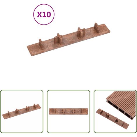 vidaXL Capuchon de terrasse - Embouts de terrasse 10 pcs Marron Plastique