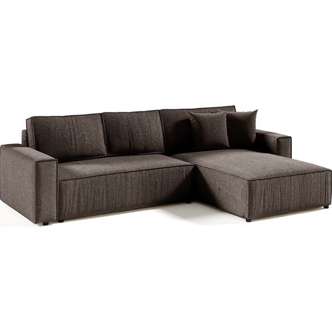 4-Sitzer-Wende-Ecksofa mit Bettkasten Isaac aus Cord in Braun