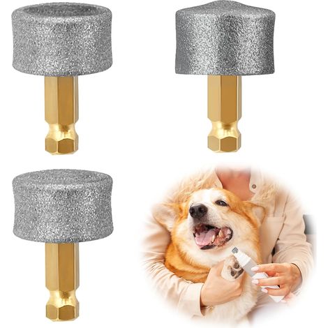 Set mit 3 Ersatzköpfen für Hundekrallenschleifer – mit Diamantbeschichtung – kompatibel mit Casfuy N10/N20/N30 – für kleine, mittlere und große Hunde (1/5)