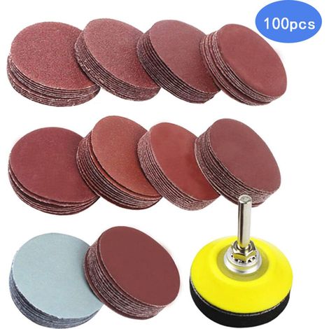 100 Pièces Disques Abrasifs 50mm Disques de Ponçage Grain pour Meulage Fraisage Gravure (1/4)