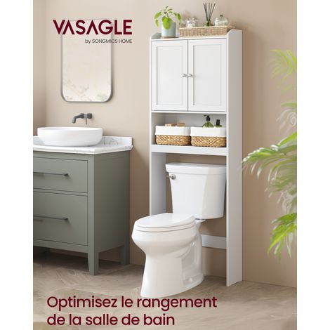 Meuble WC, Armoire pour Machine à Laver, 62,4 x 20 x 170 cm, Blanc (1/5)
