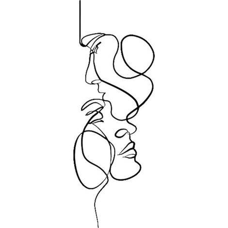 Mur Métallique Art Minimaliste 30 x 10 cm Deco Murale Metal Visage Noir Art Ligne Simple Décoration Murale Noir Visage pour Chambre Salle à Manger Cuisine Couloir Bureau (1/4)