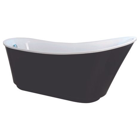 ONDEE ZEN - Baignoire LALIE - Baignoire îlot 180x80cm - Acryl. renforcé 3mm - Noir/Blanc