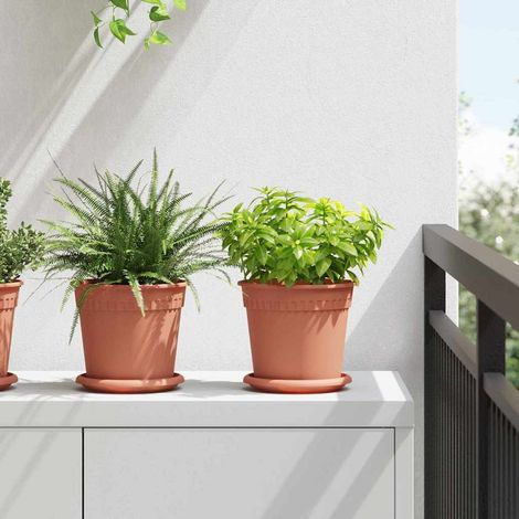 Runder Blumentopf 6 pcs Ziegelrot Ø 17 x 14 cm Kunststoff