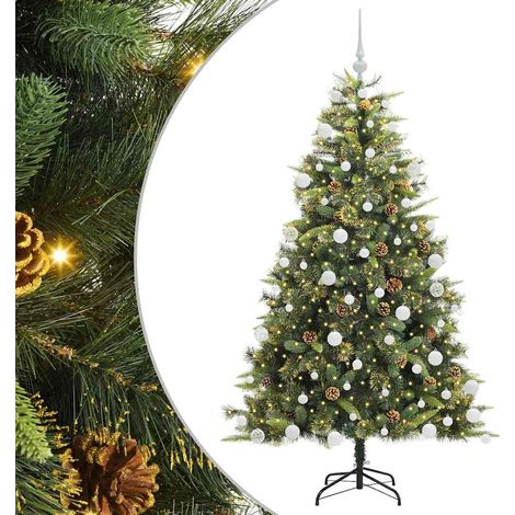 Sapin de Noël artificiel avec branches pliables et cônes 180 cm vidaXL
