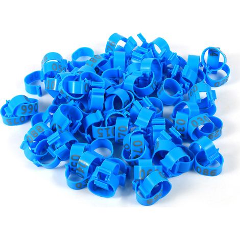 KIMISS Hähnchenschenkelringe, 1,6 cm Innendurchmesser, nummerierte Sofortetiketten 001-100 - 100er-Packung, Geflügelkennzeichnung und einfache Anwendung (Rot) (Grün) (Blau)
