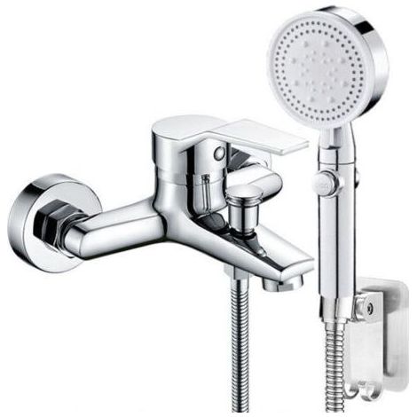Rubinetto Vasca con Doccia Miscelatore a Leva singola, Bagno con 5 Modalità,1 tubo,Vasca da Bagno,argento (1/5)