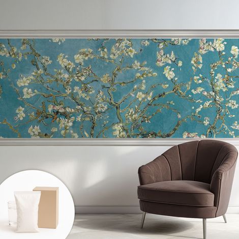 Papier peint intissé mural installation rapide du papier peint durable et résistante - Colle incluse gratuite Branches en fleurs 250x104 cm (1/5)