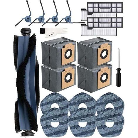 Pack de de 21 accessoires pour robot aspirateur Eufy X10 Pro Omni, XU, 1 brosse à rouleau, 4 brosses latérales, 4 sacs d&39aspirateur - KZQ