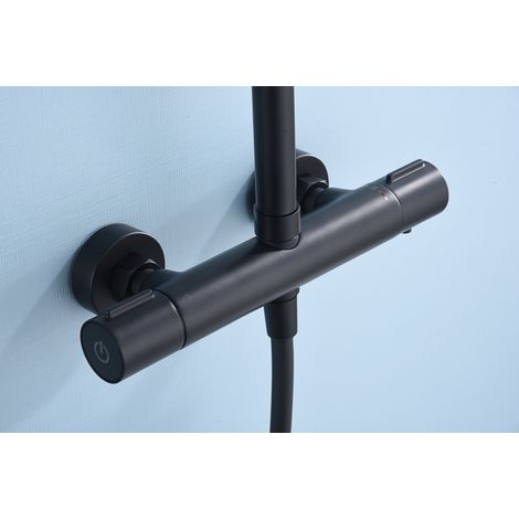 Barra de ducha termostática hecha de acero inoxidable con acabado negro mate Eco-kent de Imex (1/5)