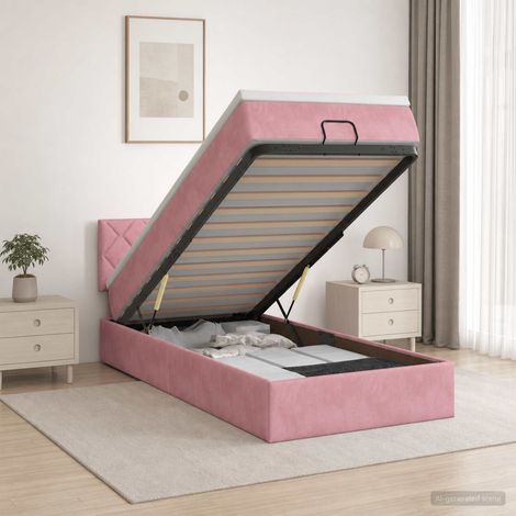 vidaXL Cama otomana con colchón Rosa 90 x 200 cm Terciopelo (1/5)